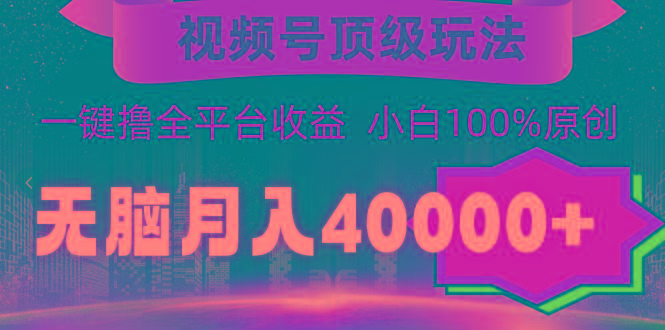 (9281期)视频号顶级玩法，无脑月入40000+，一键撸全平台收益，纯小白也能100%原创-揽颜居工坊