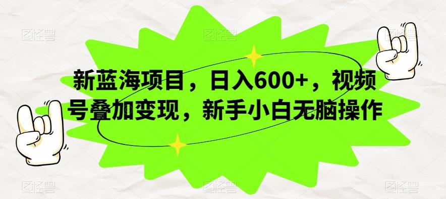 新蓝海项目，日入600+，视频号叠加变现，新手小白无脑操作【揭秘】-揽颜居工坊