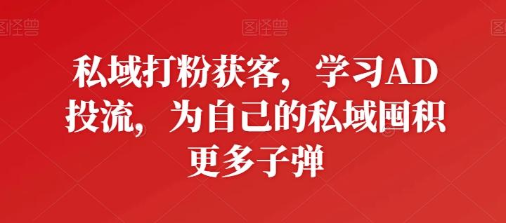 私域打粉获客，学习AD投流，为自己的私域囤积更多子弹-揽颜居工坊