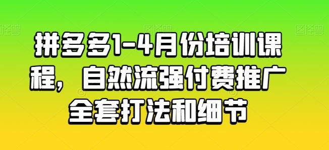拼多多1-4月份培训课程，自然流强付费推广全套打法和细节-揽颜居工坊