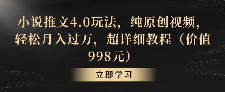 小说推文4.0玩法，纯原创视频，轻松月入过万，超详细教程(价值998元)【揭秘】-揽颜居工坊