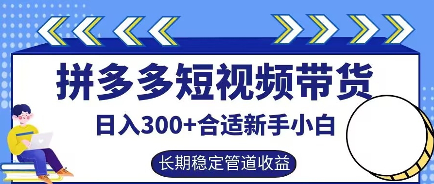 拼多多短视频带货日入300+有长期稳定被动收益，合适新手小白【揭秘】-揽颜居工坊