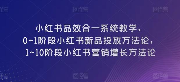 小红书品效合一系统教学，​0~1阶段小红书新品投放方法论，​1~10阶段小红书营销增长方法论-揽颜居工坊