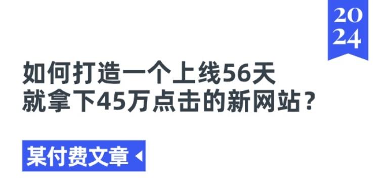 某付费文章《如何打造一个上线56天就拿下45万点击的新网站?》-揽颜居工坊