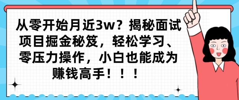 从零开始月近3w?揭秘面试项目掘金秘笈,轻松学习、零压力操作,小白也能成为赚钱高手-揽颜居工坊