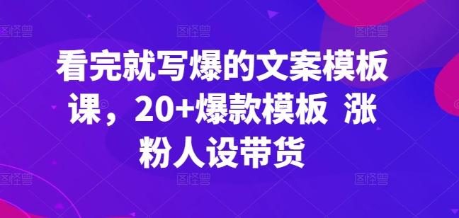 看完就写爆的文案模板课，20+爆款模板  涨粉人设带货-揽颜居工坊