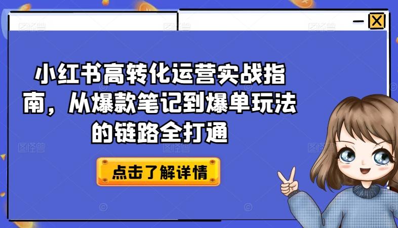 小红书高转化运营实战指南，从爆款笔记到爆单玩法的链路全打通-揽颜居工坊