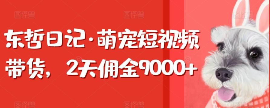 东哲日记·萌宠短视频带货，2天佣金9000+-揽颜居工坊