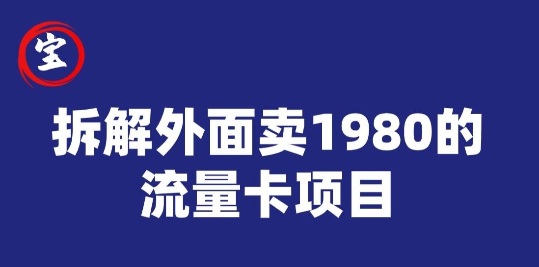 宝哥拆解外面卖1980手机流量卡项目，0成本无脑推广-揽颜居工坊