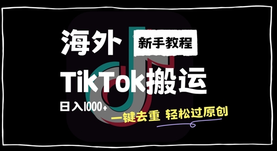 2024最新海外TikTok搬运玩法，一键去重轻松过原创，新手无经验也能日入1k【揭秘】-揽颜居工坊