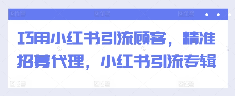 巧用小红书引流顾客，精准招募代理，小红书引流专辑-揽颜居工坊