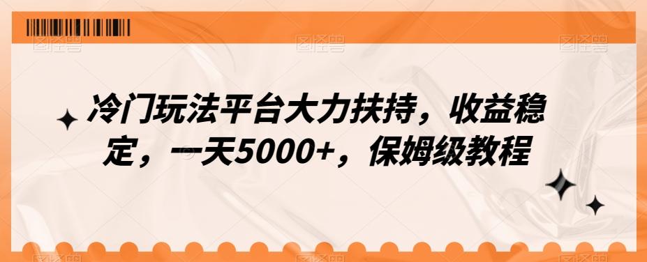 冷门玩法平台大力扶持，收益稳定，一天5000+，保姆级教程（附抖音7天起号法）-揽颜居工坊