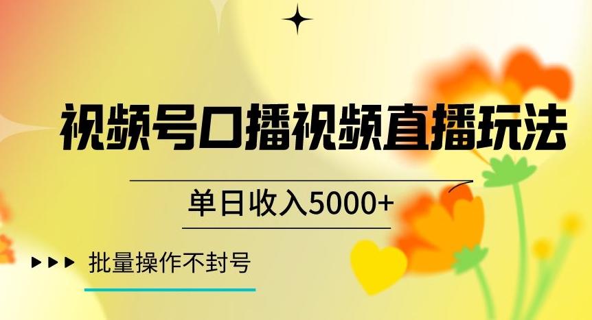 视频号囗播视频直播玩法，单日收入5000+，批量操作不封号【揭秘】-揽颜居工坊