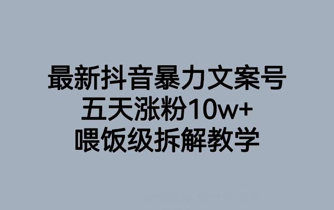 最新抖音暴力文案号，五天涨粉10w+，喂饭级拆解教学-揽颜居工坊