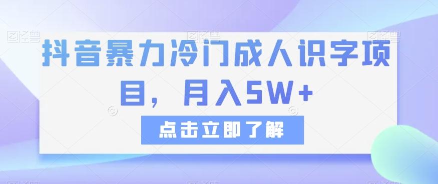 抖音暴力冷门成人识字项目，月入5W+【揭秘】-揽颜居工坊