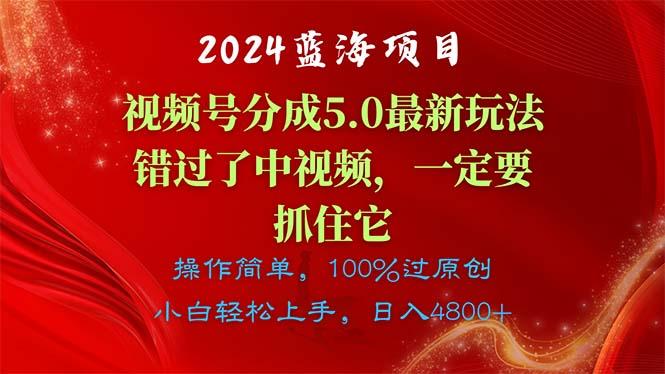 2024蓝海项目，视频号分成计划5.0最新玩法，错过了中视频，一定要抓住…-揽颜居工坊