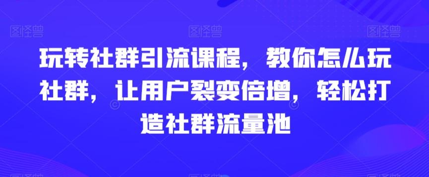 玩转社群引流课程，教你怎么玩社群，让用户裂变倍增，轻松打造社群流量池-揽颜居工坊