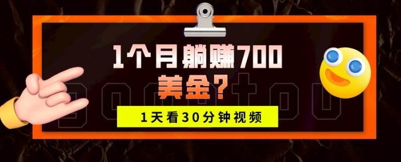 1天看30分钟视频，1个月躺赚700美金？-揽颜居工坊