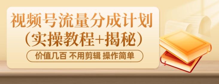价值几百上千不用剪辑简单操作视频号流量分成计划（实操教程+揭秘）-揽颜居工坊