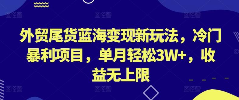 外贸尾货蓝海变现新玩法，冷门暴利项目，单月轻松3W+，收益无上限【揭秘】-揽颜居工坊
