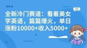 全新冷门赛道：看着美女学英语，篇篇爆火，单日涨粉10000+收入5000+-揽颜居工坊