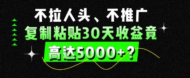 不拉人头、不推广，复制粘贴30天收益竟高达5000+？-揽颜居工坊