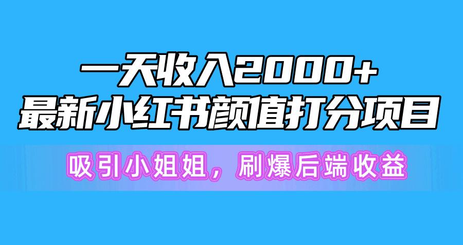 一天收入2000+，最新小红书颜值打分项目，吸引小姐姐，刷爆后端收益-揽颜居工坊