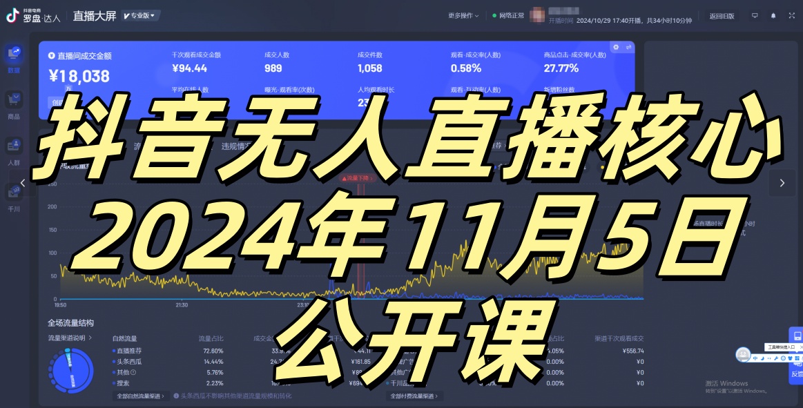 抖音无人直播核心公开课，咸鱼翻身小白可做带有睡后收入月入过万太简单【揭秘】-揽颜居工坊