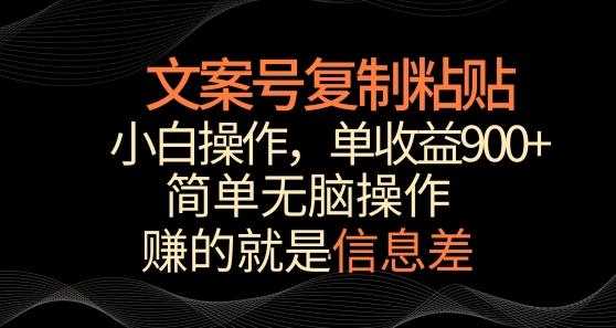 文案号掘金，简单复制粘贴，小白操作，单作品收益900+【揭秘】-揽颜居工坊
