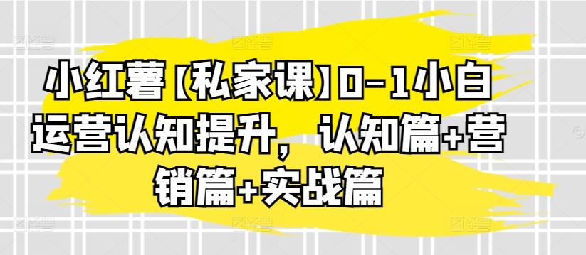 小红薯【私家课】0-1小白运营认知提升，认知篇+营销篇+实战篇-揽颜居工坊