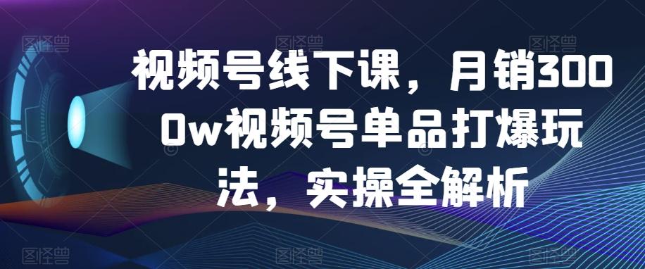 视频号线下课，月销3000w视频号单品打爆玩法，实操全解析-揽颜居工坊