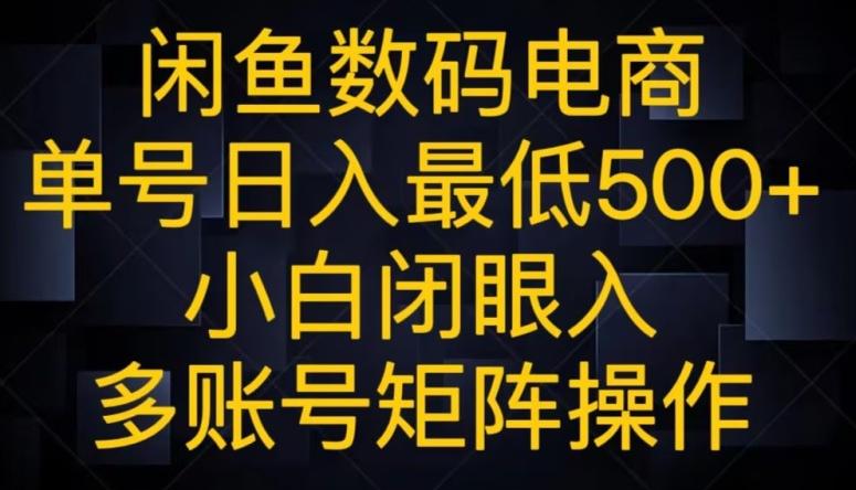 闲鱼数码电商，单号日入最低500+，小白闭眼入，多账号矩阵操作-揽颜居工坊