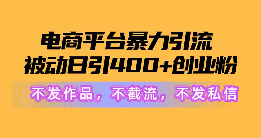 电商平台暴力引流,被动日引400+创业粉不发作品，不截流，不发私信-揽颜居工坊