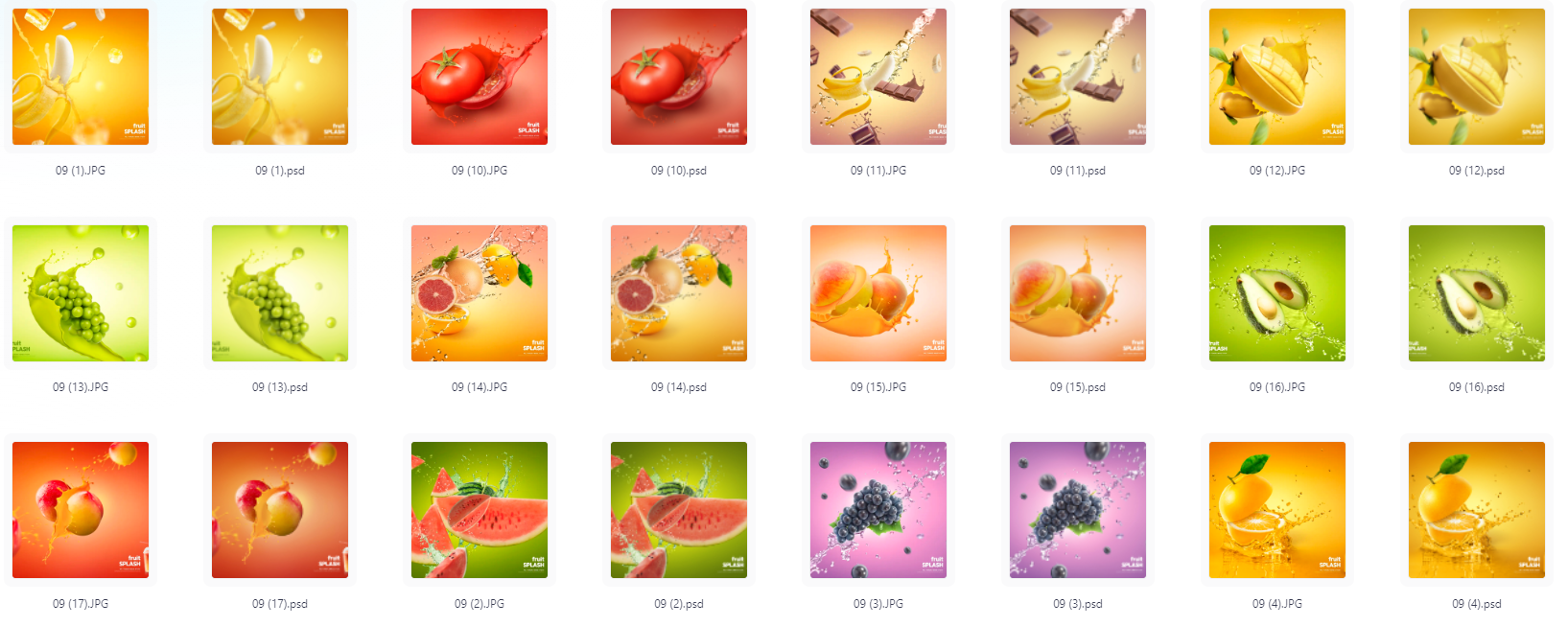 餐饮水果PS模版设计素材17款-揽颜居工坊