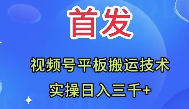 全网首发：视频号平板搬运技术，实操日入三千＋-揽颜居工坊