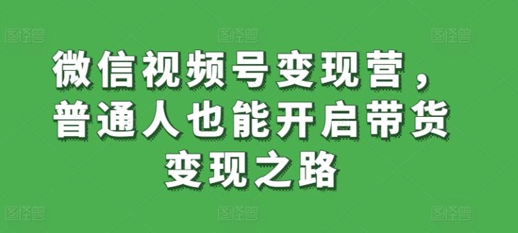 微信视频号变现营，普通人也能开启带货变现之路-揽颜居工坊