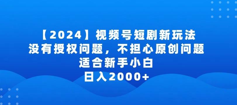 2024视频号短剧玩法，没有授权问题，不担心原创问题，适合新手小白，日入2000+【揭秘】-揽颜居工坊