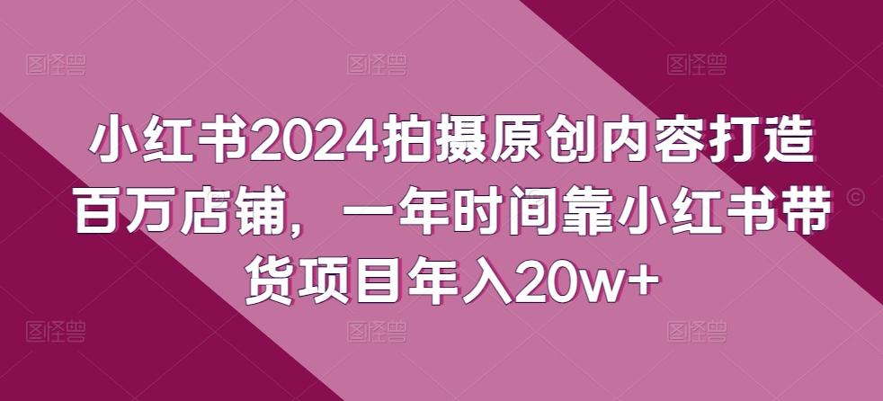小红书2024拍摄原创内容打造百万店铺，一年时间靠小红书带货项目年入20w+-揽颜居工坊