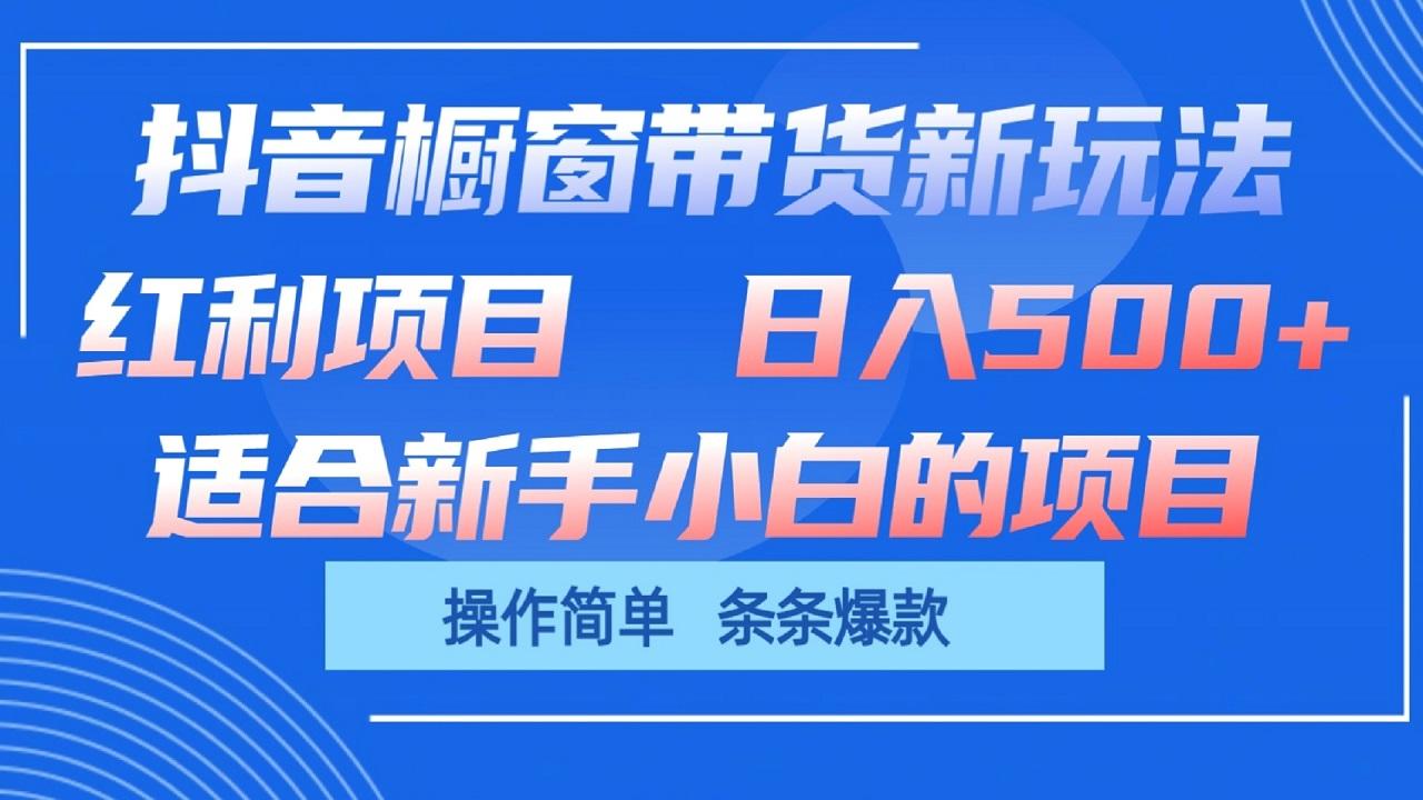 抖音橱窗带货新玩法，单日收益500+，操作简单，条条爆款-揽颜居工坊