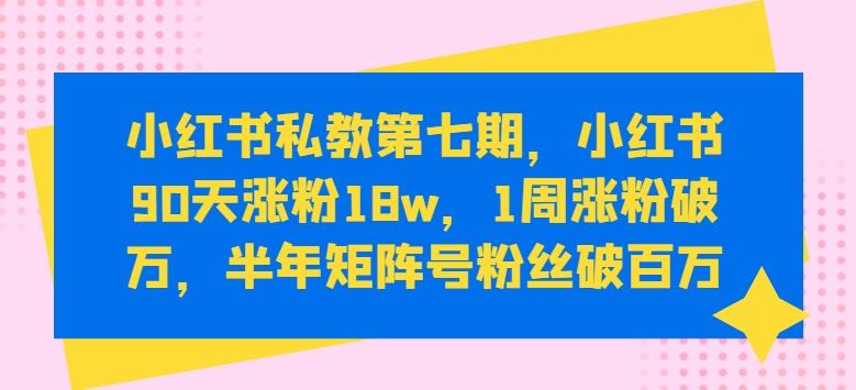 小红书私教第七期，小红书90天涨粉18w，1周涨粉破万，半年矩阵号粉丝破百万-揽颜居工坊
