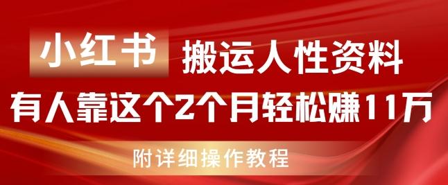 小红书搬运人性资料，有人靠这个2个月轻松赚11w，附教程【揭秘】-揽颜居工坊