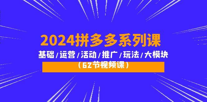 (10019期)2024拼多多系列课：基础/运营/活动/推广/玩法/大模块(62节视频课)-揽颜居工坊
