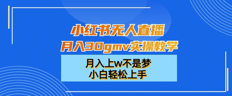小红书无人直播月入30gmv实操教学，月入上w不是梦，小白轻松上手【揭秘】-揽颜居工坊