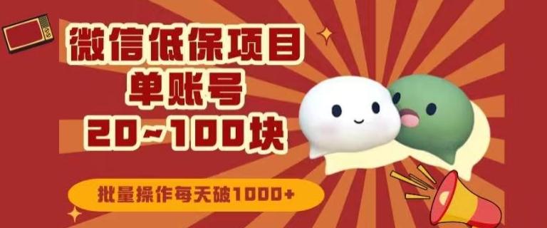 微信领低保单账号20元-100元，批量操作每天破1000+-揽颜居工坊
