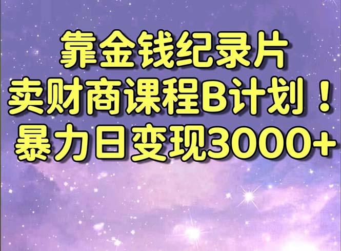 靠金钱纪录片卖财商课程B计划！暴力日变现3000+，喂饭式干货教程！-揽颜居工坊