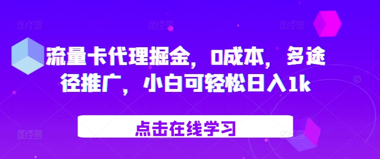 流量卡代理掘金，0成本，多途径推广，小白可轻松日入1k-揽颜居工坊