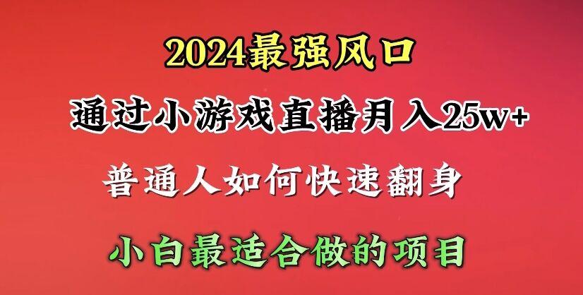 (10020期)2024年最强风口，通过小游戏直播月入25w+单日收益5000+小白最适合做的项目-揽颜居工坊