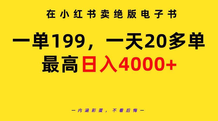 (9401期)在小红书卖绝版电子书，一单199 一天最多搞20多单，最高日入4000+教程+资料-揽颜居工坊