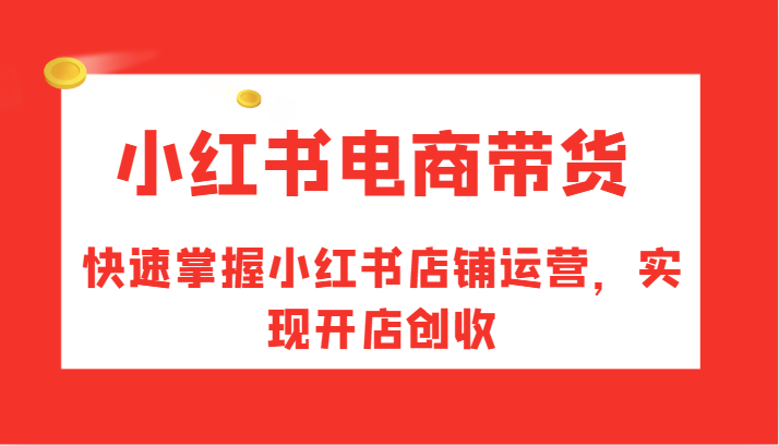 小红书电商带货，快速掌握小红书店铺运营，实现开店创收-揽颜居工坊