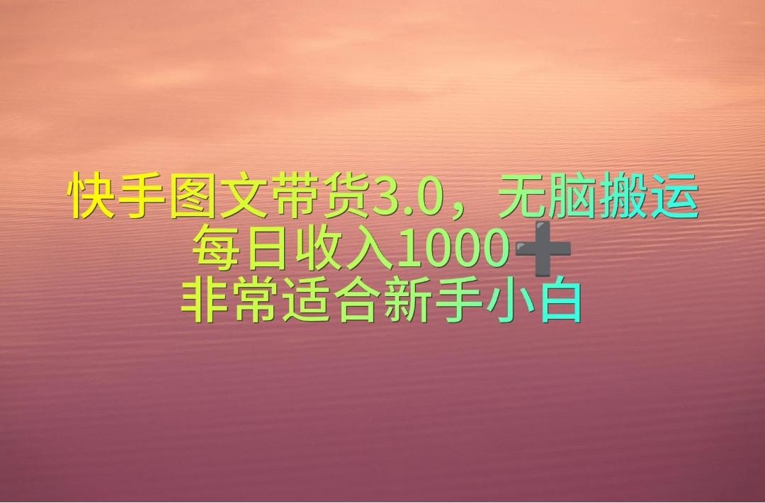 快手图文带货3.0，无脑搬运，每日收入1000＋，非常适合新手小白-揽颜居工坊